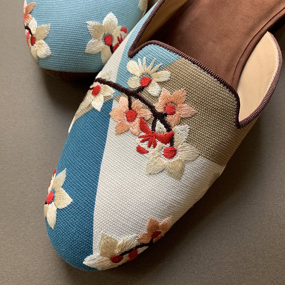 Star Blossom flat mules from Suzhou Cobblers.