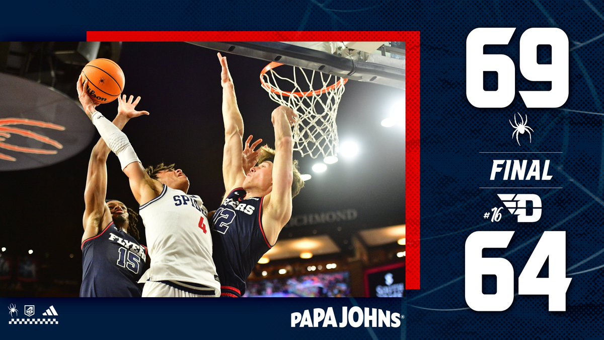 SpiderMBB's tweet image. Down goes Dayton! 

The Spiders knock off the #16 team in the nation and have won 10 straight for the first time since 1935.

#OneRichmond