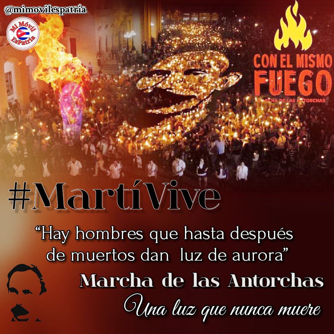"Parecía que el Apóstol iba a morir en el año de su centenario, que su memoria se extinguiría para siempre (...)"; pero #MartíVive como antorcha que se aviva de generación en generación.
#MiMóvilEsPatria te invita, #ConElMismoFuego, a encender tu llama por la ruta de la historia.