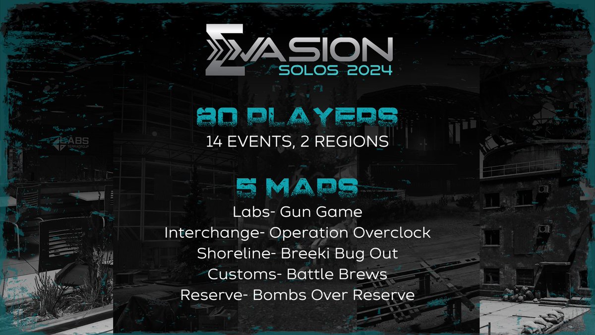 🚨 APPLICATIONS ARE OPEN 🚨

Do you have what it takes to be crowned the 2024 Evasion Solos champion? 🏆

👇 For more info &amp; to apply 👇
discord.gg/evasion --> event-information

NA Application Deadline - Feb 3rd 
EU Application Deadline - March 2nd

#EscapefromTarkov