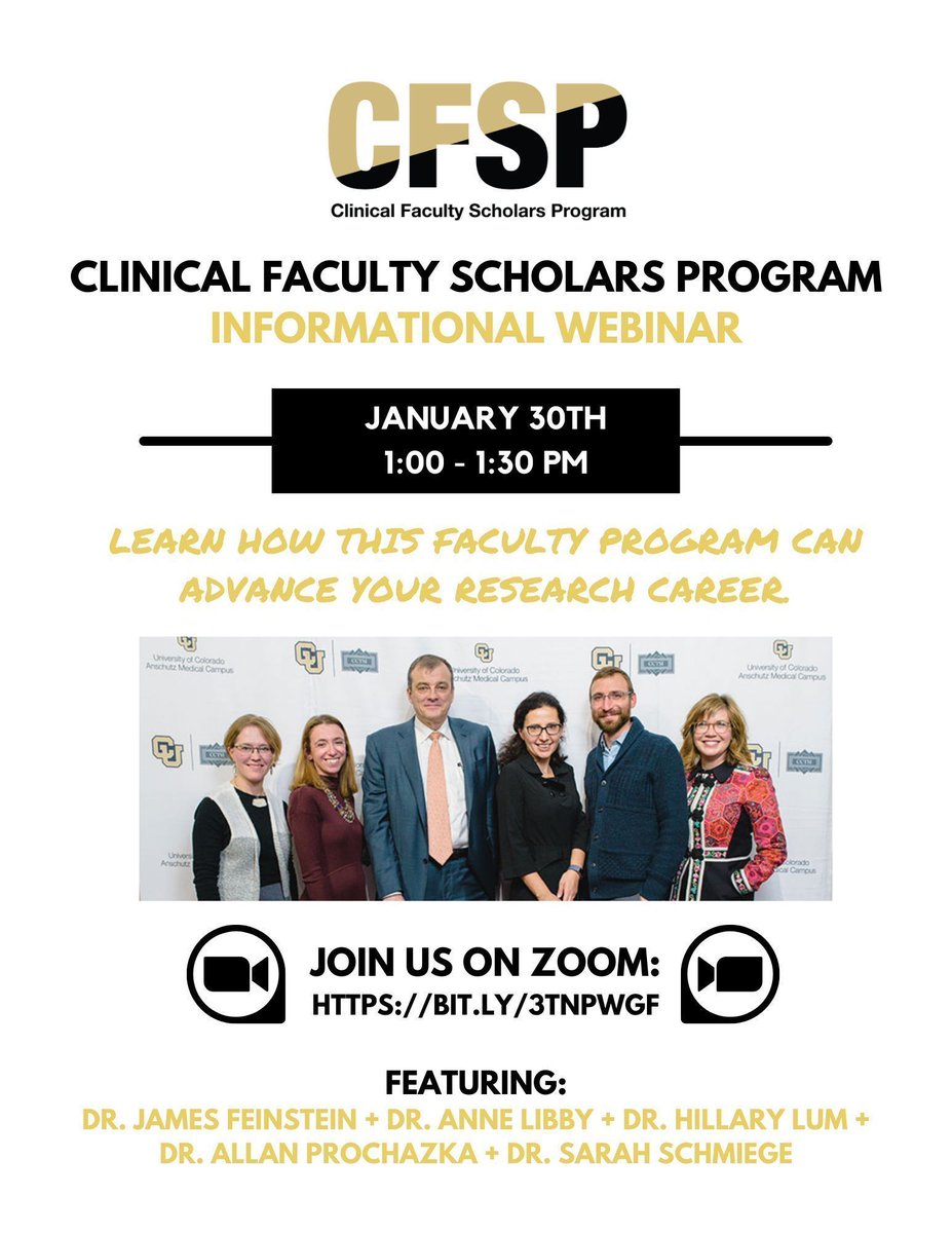 CCTSI (@cctsi) on Twitter photo CFSP Call for Applications! The Clinical Faculty Scholars Program guides emerging investigators to secure career development awards, offering mentorship and support in project development and grant writing. bit.ly/47niEYo
<a href="/AnneLibbyPhD/">Anne M. Libby, PhD</a>, @HDayLum CFSP Call for Applications! The Clinical Faculty Scholars Program guides emerging investigators to secure career development awards, offering mentorship and support in project development and grant writing. bit.ly/47niEYo
<a href="/AnneLibbyPhD/">Anne M. Libby, PhD</a>, @HDayLum