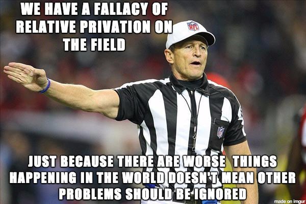 EmperorQuintana's tweet photo. @Chico_des_Galos Better to tune out while waiting for the “Skip Ad” button than to allow this Fallacy of Relative Privation to corrupt our own judgment.

The #LogicalFallacyRef has spoken! https://t.co/r4Odu4ixfg