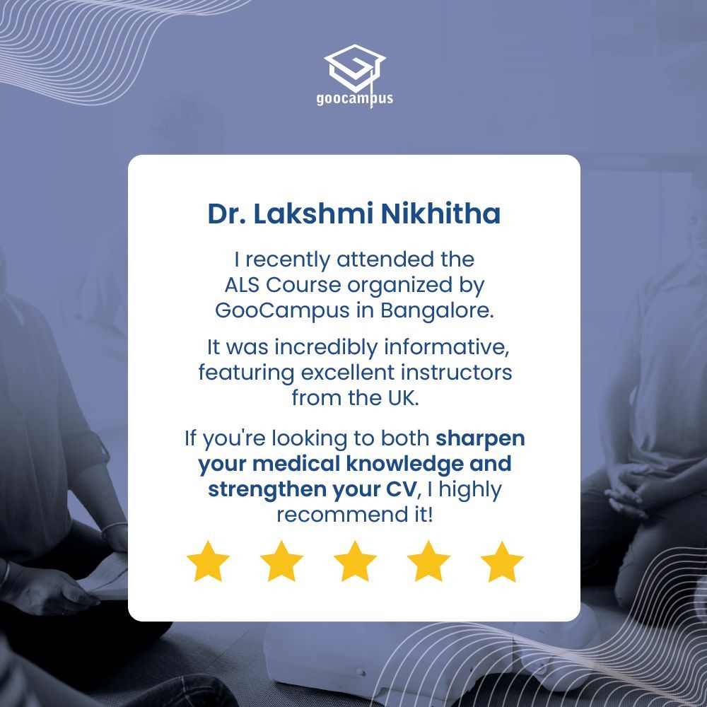 goocampus_in's tweet image. Thank you so much for this positive review on our Advanced Life Support course!🎊 ❤️ 
Join our upcoming ALS batch in March, to register for the course dm us.
.
.
#goocampus #als #advancedlifesupport