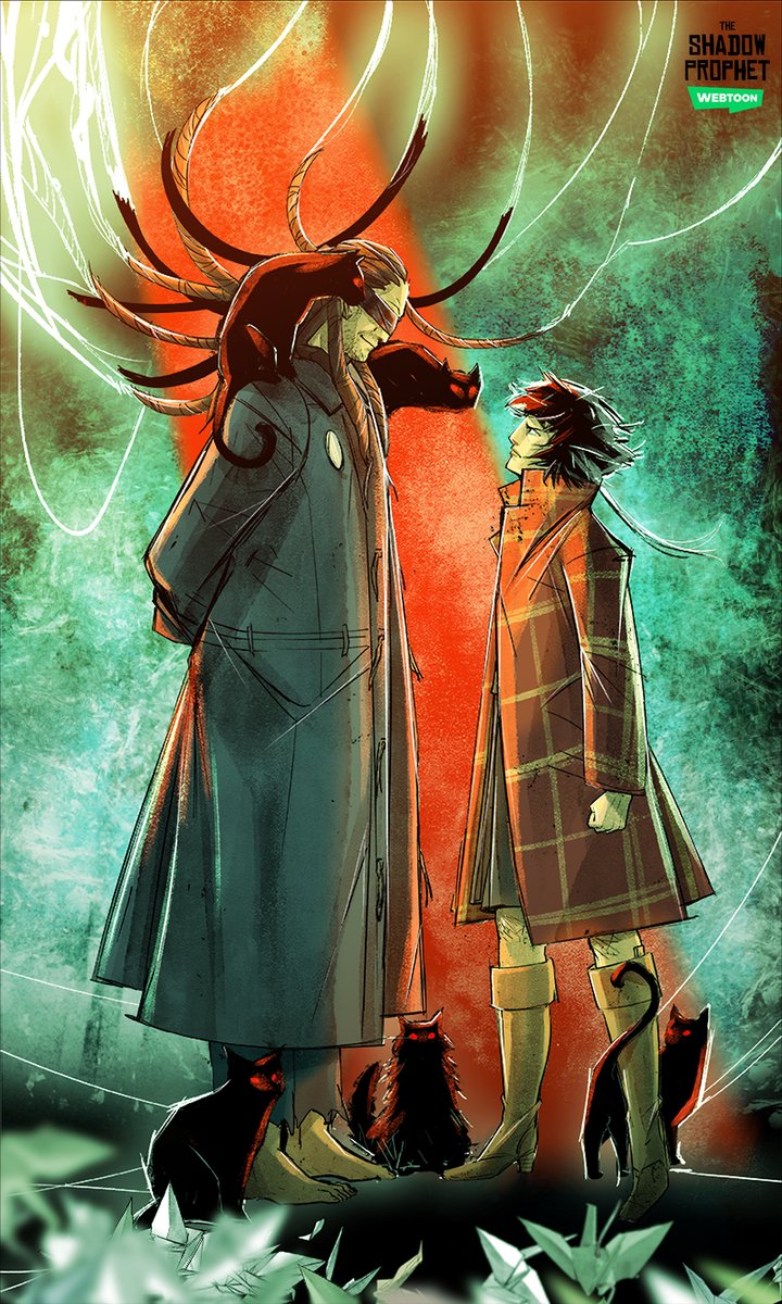 EalynnToday's tweet photo. We're back! ^_^ TSP S2 is live with one free ep and 3 fast pass eps! Hope you are as excited as we are! <3

eggu.egg: inking assistent
Daniel de la Cruz: flats
Sanne Cazemier: shading
#theshadowprophet #webtoon https://t.co/QTtEe7eVjp