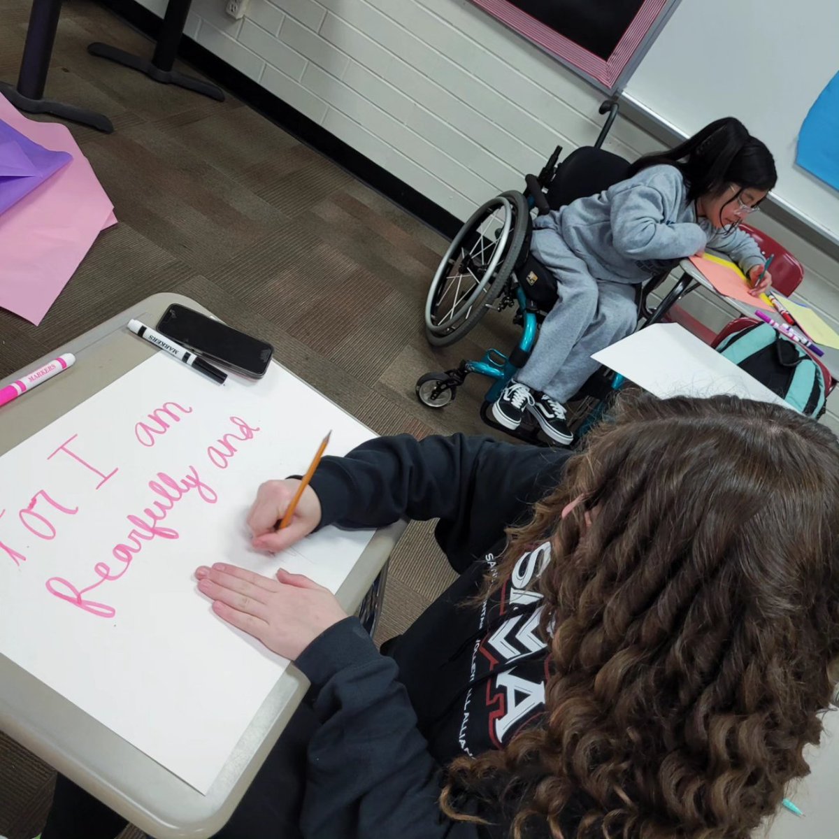 AMSkelkins's tweet photo. Our AMS PeerHelpers worked hard today preparing for our next campaign! It's all about loving yourself as we approach Valentine’s Day!🩷🩷🩷
@thrive_way
#peerhelpers https://t.co/cjVJf7ujF6