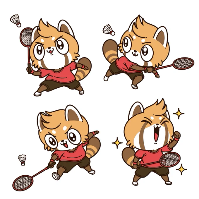ご依頼でキャラクターデザインをさせていただきました!  レッサーパンダをモチーフに、バドミントンの魅力を伝えられるような、親しみやすさと楽しさを意識して生み出しました!