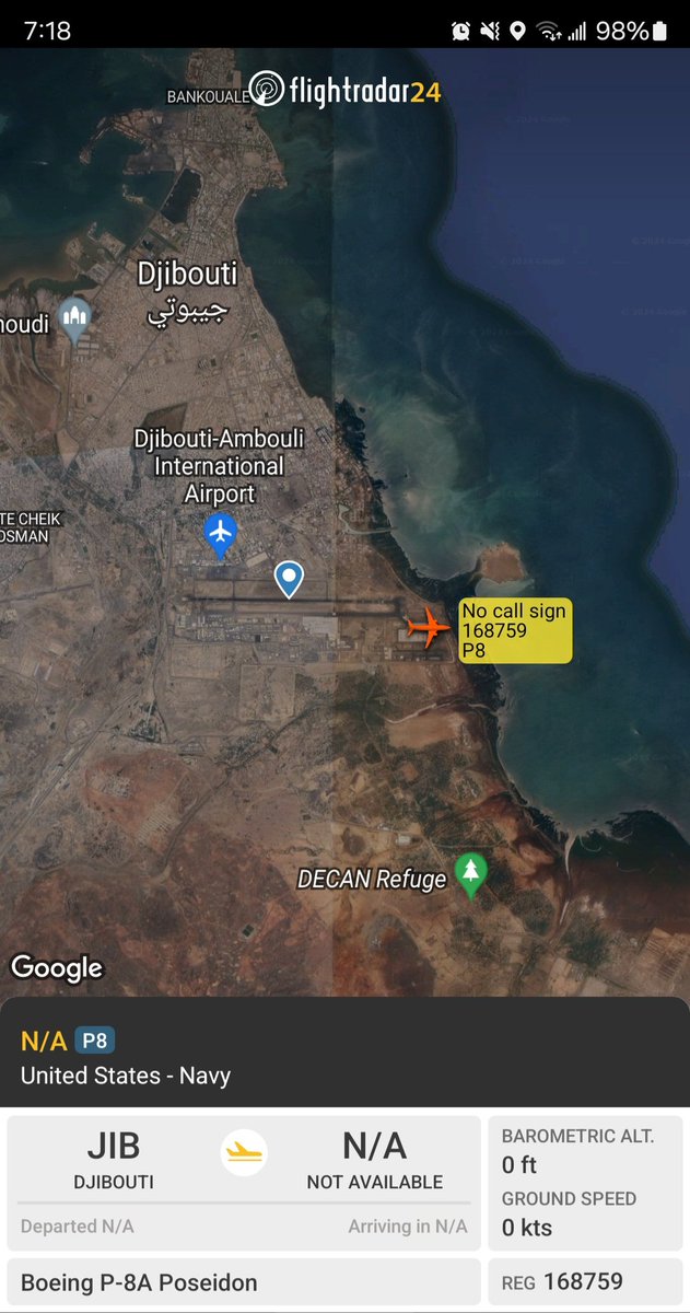 Borrowed7Time's tweet photo. US Navy P-8A Poseidon 168759 #AE4EC4 on the apron at Camp Lemonnier, Djibouti.
@Dinlas3 @ClarkKe49569692 @masonrothman @CeciliaSykala @PilotAlex_28 https://t.co/aczOP27amP