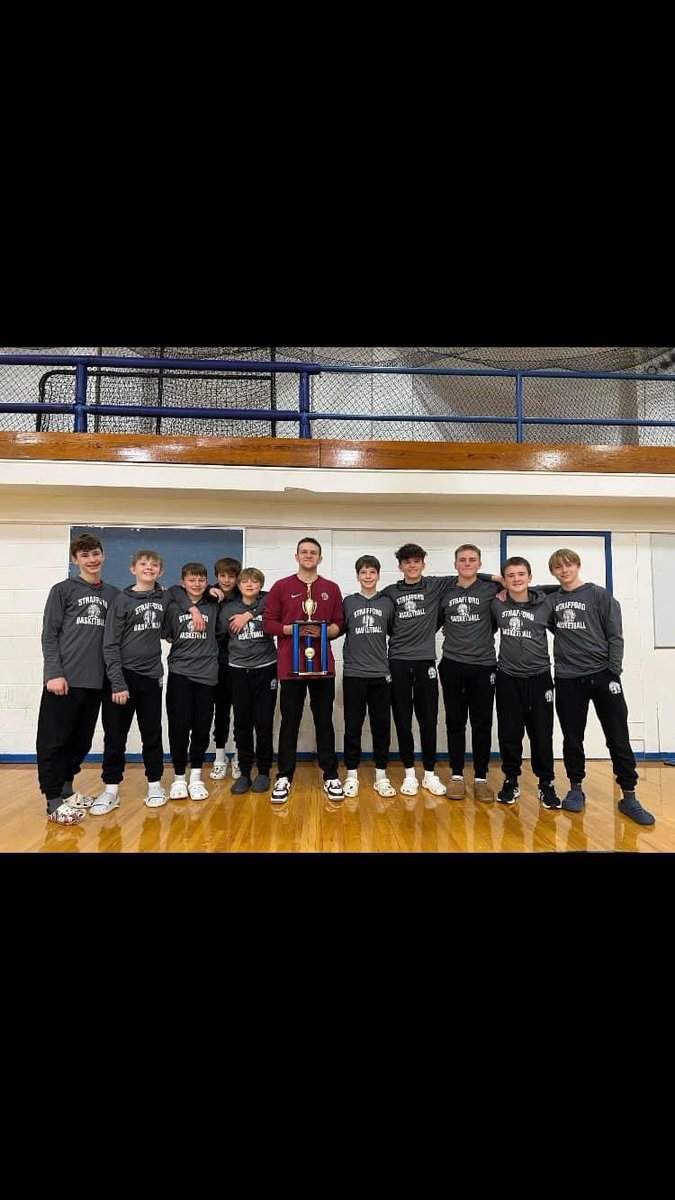 Cody Voysey achieves and celebrates his 1000th point in his basketball career today as a Strafford Indian!

Congratulations Cody🏅🎉

7th and 8th grade also both won their conference tournament!

#straffordindians