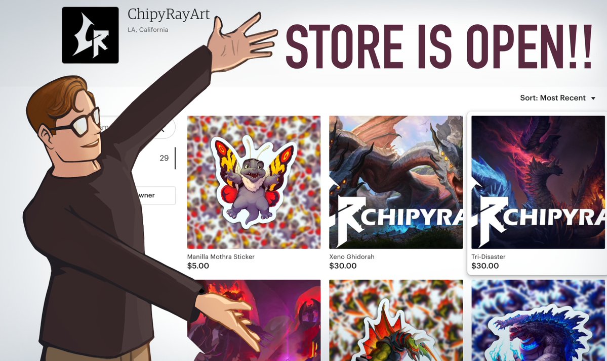 ChipyRayArt's tweet photo. My Etsy Store is open!! Link is in my Bio!

I have everything I have been selling at conventions from prints to stickers for sale! If you were ever interested in a print or sticker but couldn't make it to the conventions I sold at, please come check it out! https://t.co/JRTWzk16w8