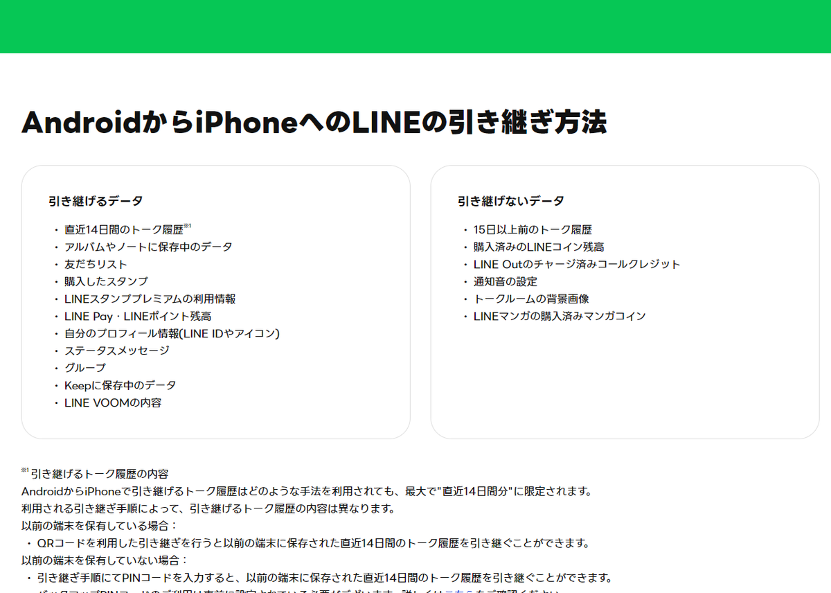 いいかげんiOS⇔Android間のLINE引き継ぎで直近14日間しかトーク履歴が引き継げないの改善してほしい。