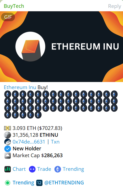 Ethereum Inu $ETHINU tweet media