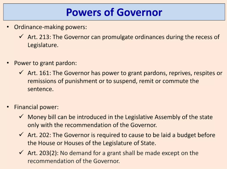 The Governor Qualifications of Governor How Governor appointed ...