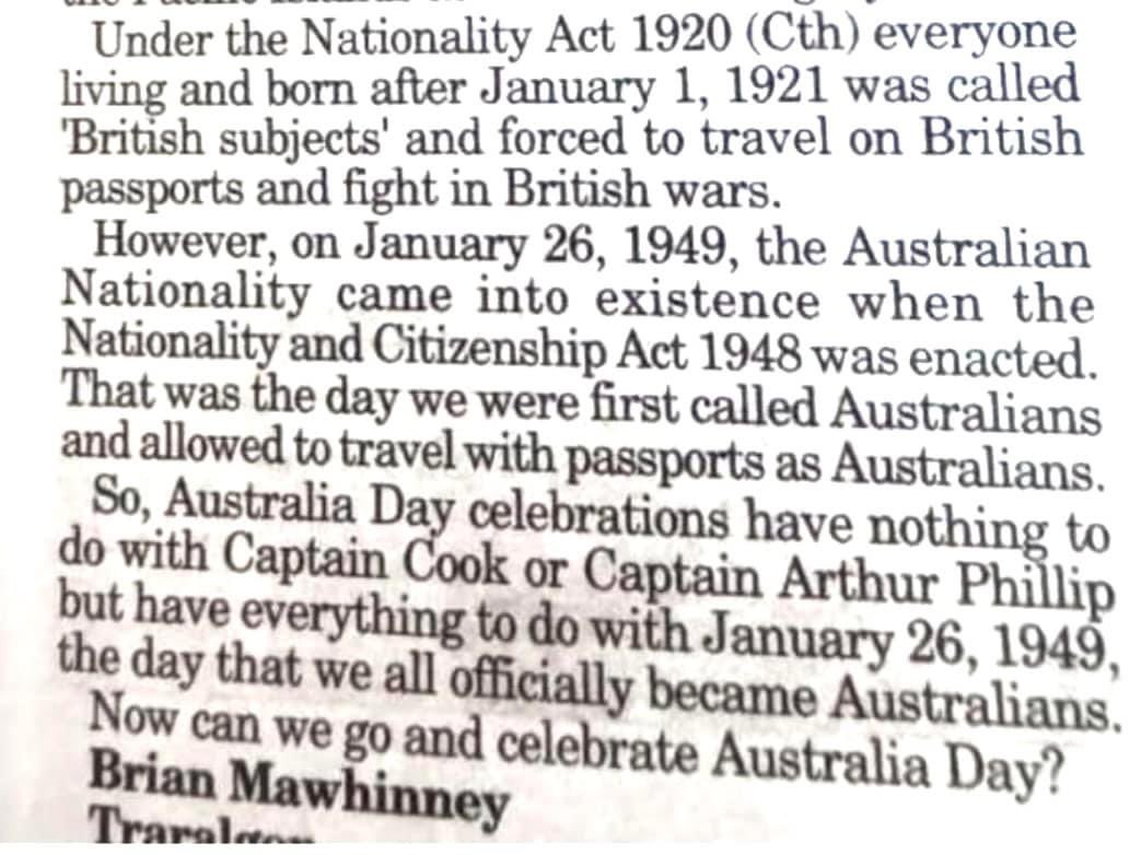 And there it is. The best argument yet to keep Australian Day on 26JAN.