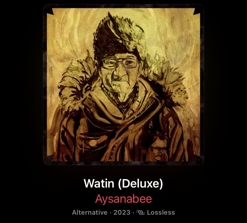 crystalfaye95's tweet photo. I can’t remember the last time I stumbled across an album that kept me as captivated or moved me as much as #Watin by #Aysanabee has.

Soulful. Poignant. A beautiful tribute to his grandfather and everything he and so many others went through. 

Wow wow wow. Amazing. So talented. https://t.co/UtzPETElgU
