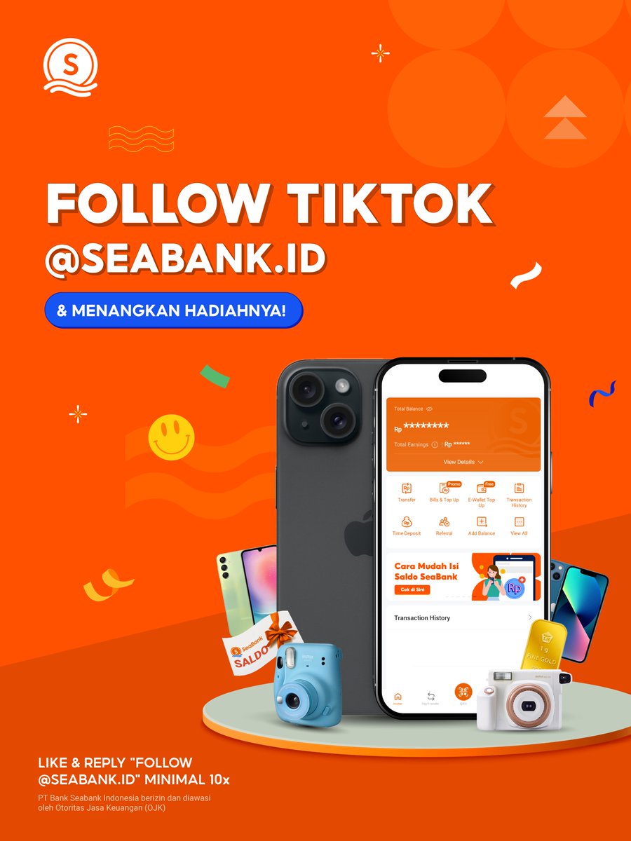 🏅FOLLOW TIKTOK @SEABANK.ID &amp; MENANGKAN🏅

Modal FOLLOW TikTok SeaBank bisa dapet HADIAH KECE lohh~ Dan ini Kesempatan terbatas!!🤭

REPLY "FOLLOW @SEABANK.ID" minimal 10x biar peluang menang lebih besar😆!

Menangkan di sini 👉 tiktok.com/<a href="/seabank/">r</a>.id