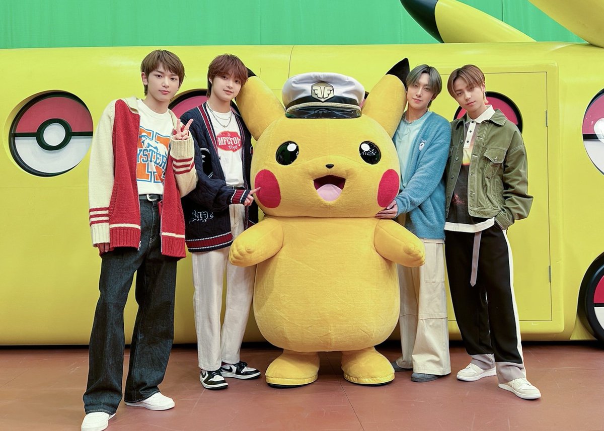 andteamglobal's tweet image. [#今日のandTEAM] 240128
@ Where Are You Going With Pokémon!?

We became the Pokémon #Tandemaus who are always together no matter what. &amp;amp;TEAM and LUNÉ are always together too, no matter what 💗

+ with Captain Pikachu 💛
#PokéWhere #andTEAM #EJ #FUMA #HARUA #TAKI @andTEAMofficial