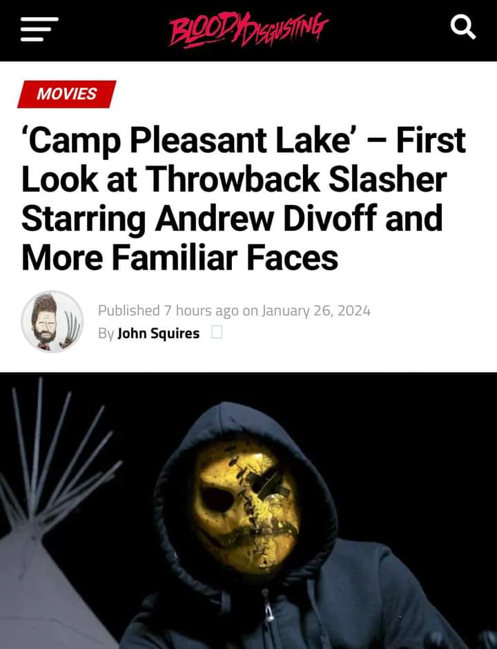 DavidPerry88's tweet image. The news gets even more epic.
Shout outs to @BDisgusting @DEADLINE @joblocom @YahooEnt &amp;amp; @Collider 

See Camp Pleasant Lake in cinemas and VOD February 27th. 

#HorrorCommunity #HorrorMovies 
#CampPleasantLakemovie