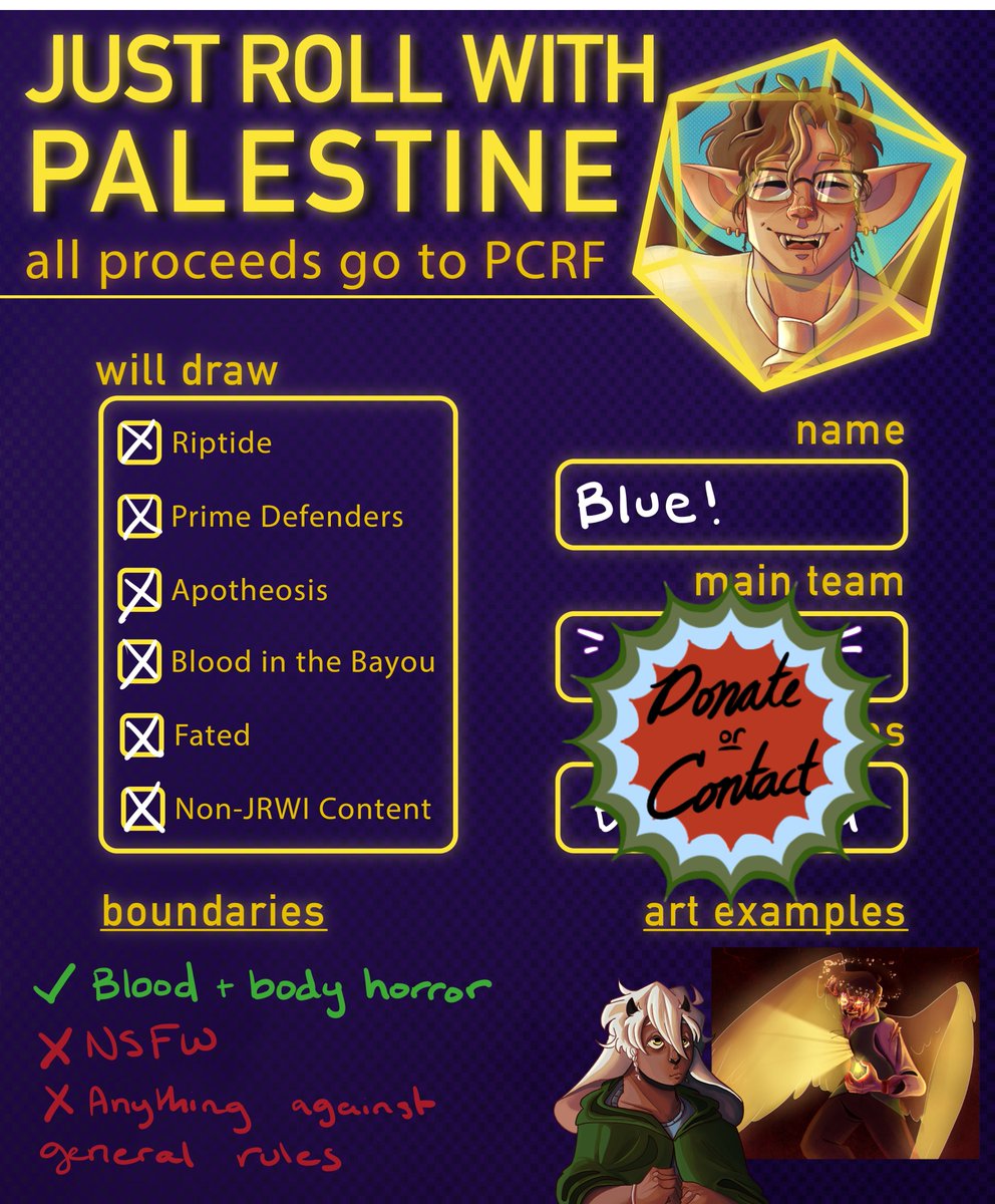 blueqid's tweet photo. Hello !! I am participating in jrwp again !! all information is under the quote retweet. #JustRollWithPalestine https://t.co/5pWr4Qw1S0
