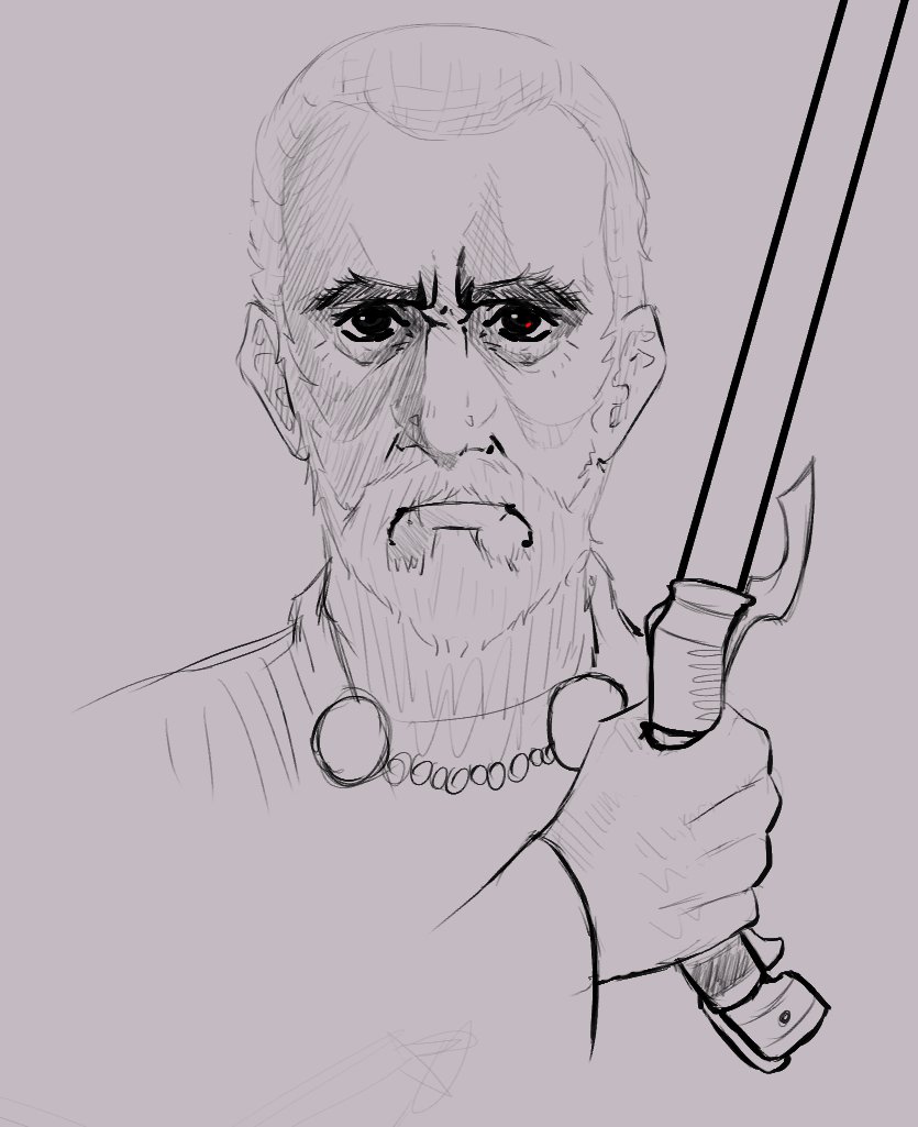 buscando entre mis sktechs medioviejos encontré este conde dooku que está RE bien hecho para lo que es mi nivel.
Volvé Sir Cristopher Lee, todos te extrañamos