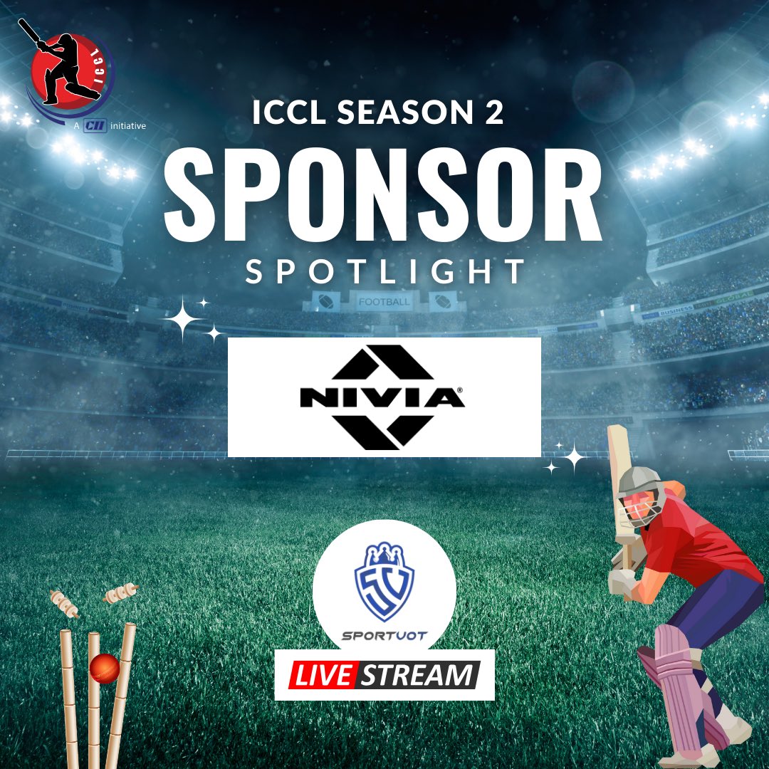 ICCL_ICCL's tweet photo. An applause for our valued partner, Nivia! Their unwavering support adds the winning touch to ICCL Season 2. As the official equipment and Merchandise partner, Nivia brings style and performance to the game. @CIISports @FollowCII @niviasports https://t.co/jjOGCzOd0p