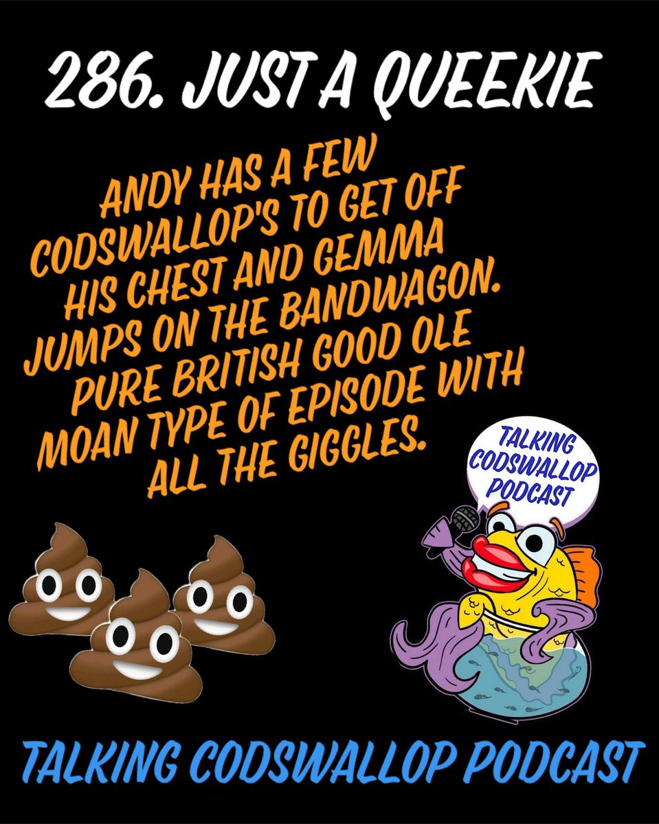 CodswallopPod's tweet image. 286 Just a Queekie. 

Andy has Codswallop's to get off his chest &amp;amp; Gemma jumps on the bandwagon. Pure British good ole moan type of episode with all the giggles. Download to enjoy.

#AUN #WLIPodPeeps #Codswallop #Podcast #Comedy #ubereatsdelivery

podbean.com/ei/pb-5ctc7-15…