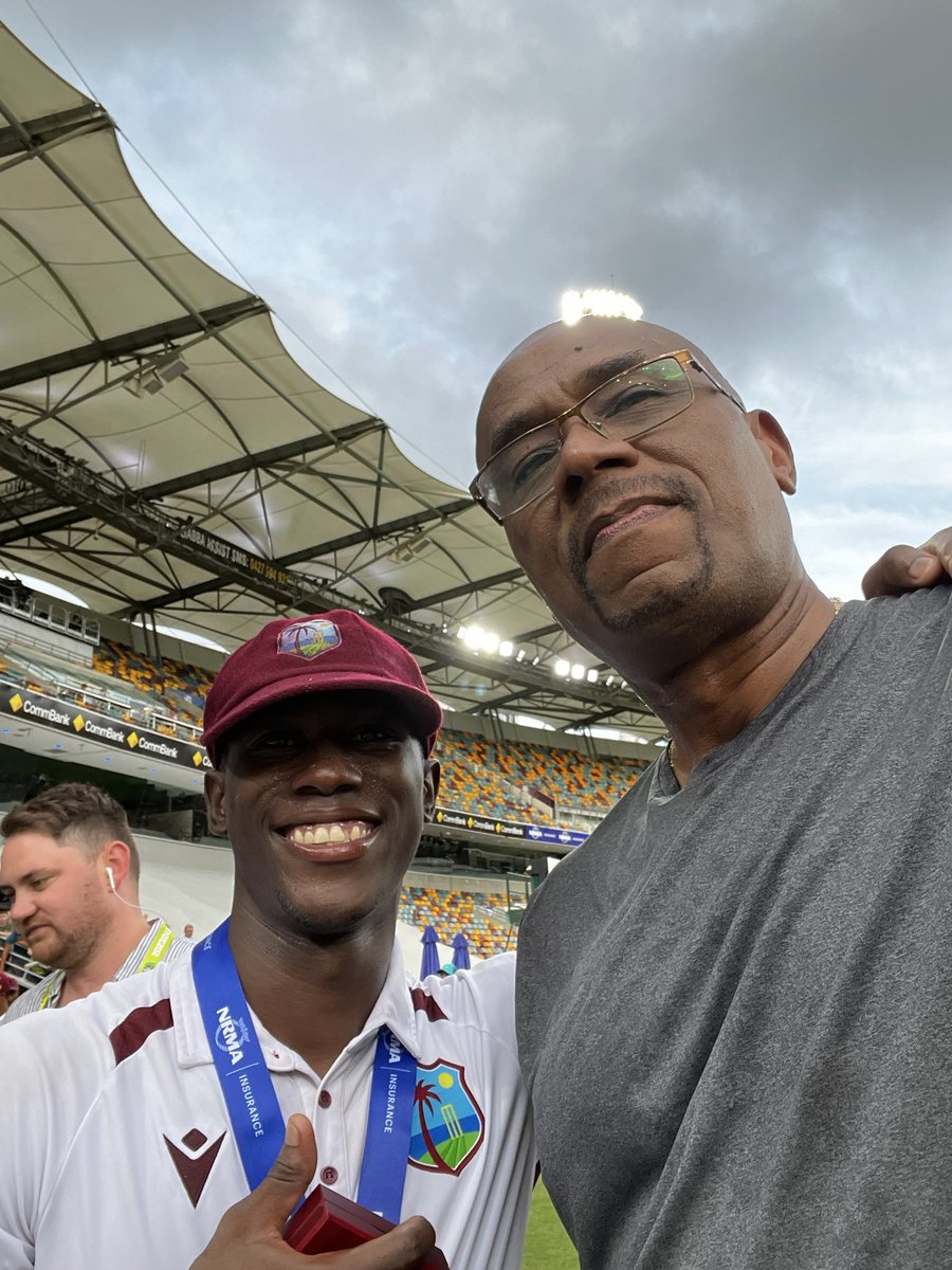 Thanks to this young man Shamar Joseph for bowling one of the most remarkably courageous, & high quality spells on an injured right foot. All credit to you and your loved ones bro, for what you have achieved and will continue to achieve.
