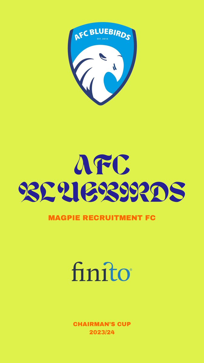 Same home ground, different competition 

🆚 Magpie Recruitment FC
🏆 Chairman’s Cup
📍 Aspire Centre, SW18 5JU
⏰ 13:15 KO

<a href="/finito/">Finito</a> | @southernsunday