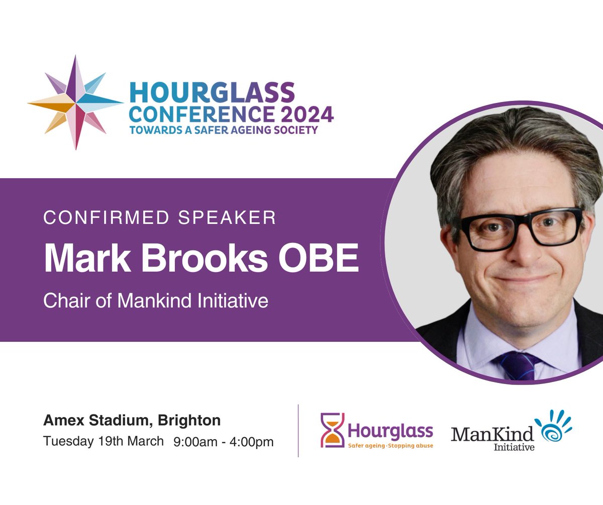 wearehourglass_'s tweet photo. We're pleased to announce that Mark Brooks OBE, Chair of Mankind Initative will be speaking at the Hourglass Conference 2024 on 19th March in Brighton.

We look forward to welcoming @Belvederebrooks to this year's conference.

Tickets on sale now: https://t.co/6pjZC6psxj https://t.co/06sbLB8Luz