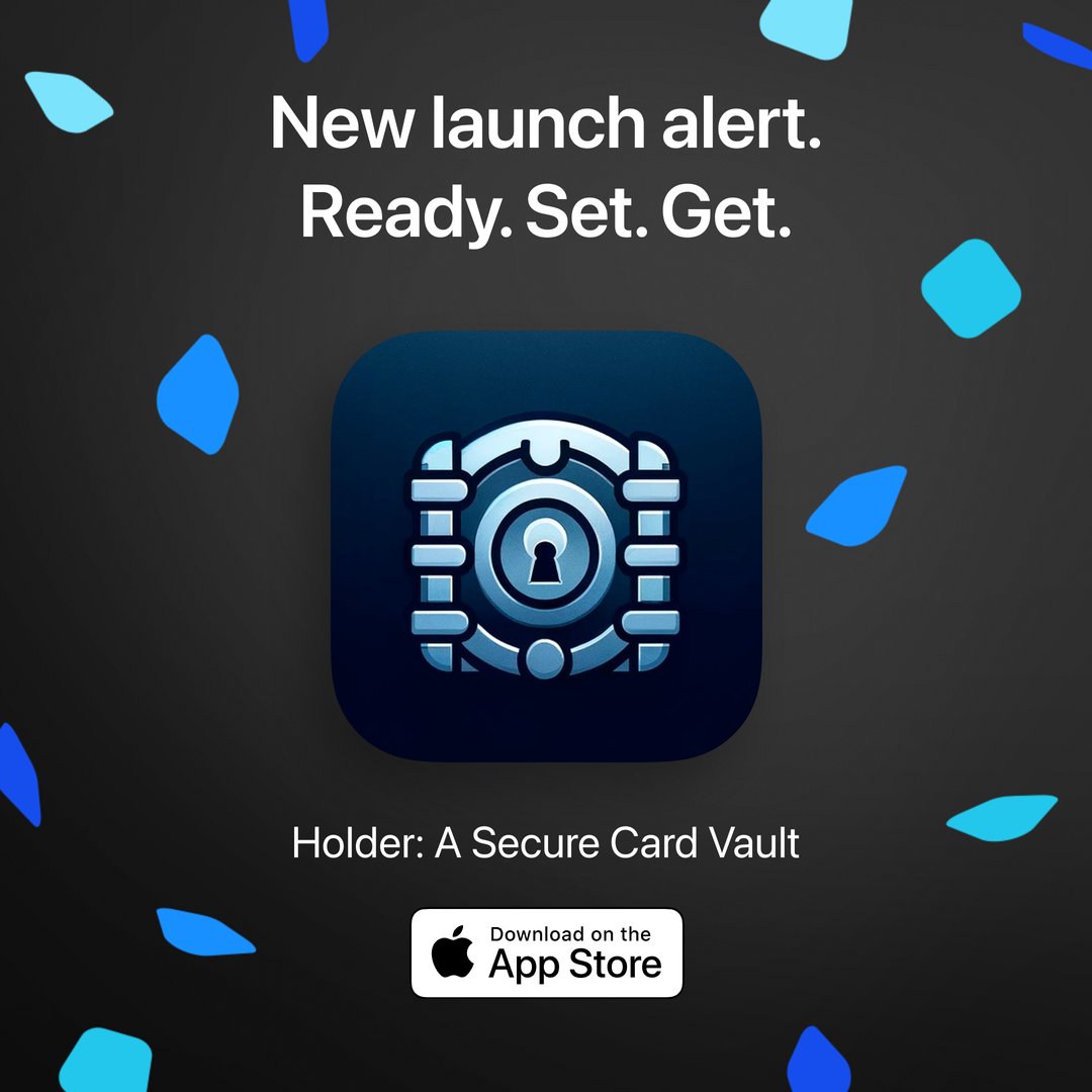 🎉 Launch alert! Meet Holder - your secure, offline card vault. No more wallet searches for online buys! ✨ Safe with iOS Keychain. ✨ Face/Touch ID secured. ✨ Open Source. (soon) Ideal for areas without Apple Pay. Simplify your digital spending! 💳 apple.co/3HCLKbE