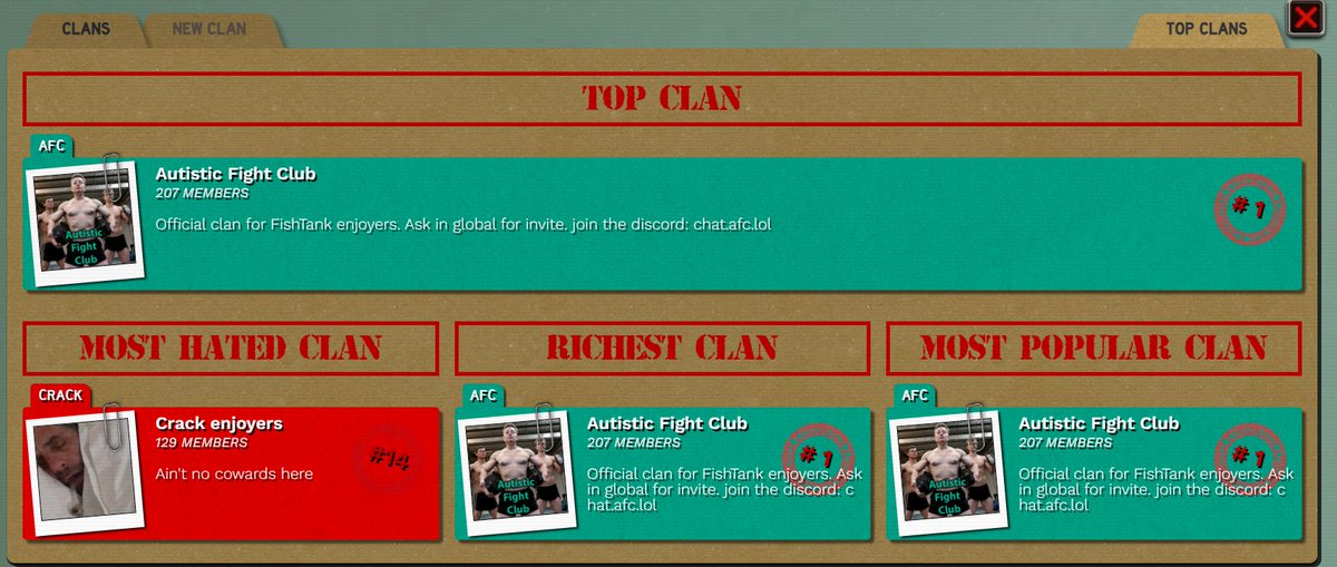 AFCFishTank's tweet photo. - Follow us on here
- Join the clan on Fish Tank by asking for an invite in Global chat.
- Join the Discord at https://t.co/AS8pZL7w2g

Lets win the next season too.

#fishtankdotlive #fishtanklive #fishtankfinale https://t.co/J6GW0k4afI
