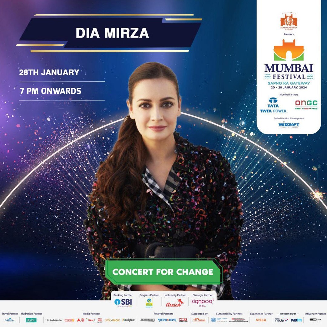 Bollywood diva, Miss Asia Pacific International, and Global Ambassador for the UNSDGs, Dia Mirza, is hosting the UN Half Time Moment focusing on UNSDGs and commitments and pledges by government and corporate leaders at the grand finale of #MumbaiFestival2024—Concert for Change…