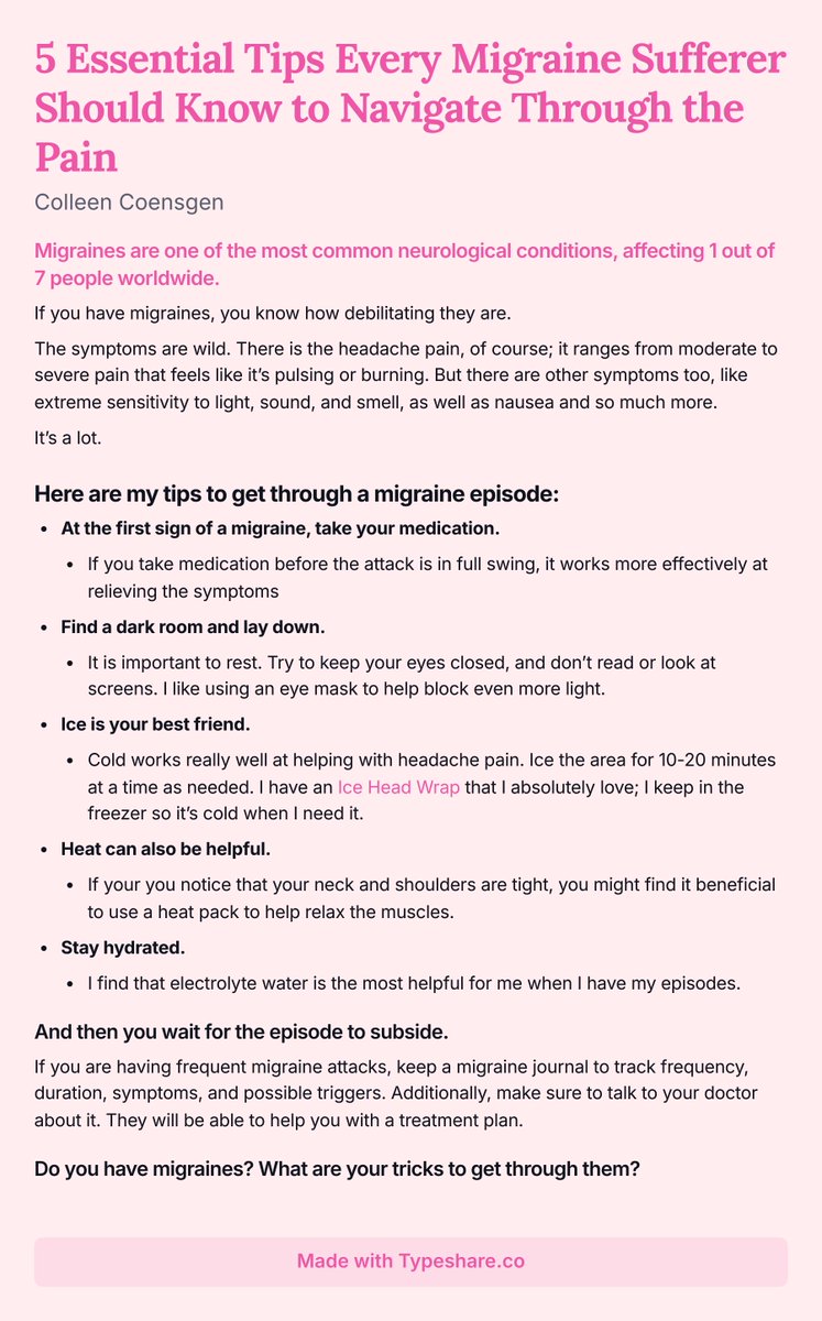 CEC_Creations's tweet photo. 5 Essential Tips Every Migraine Sufferer Should Know to Navigate Through the Pain https://t.co/1NezNseSJ7