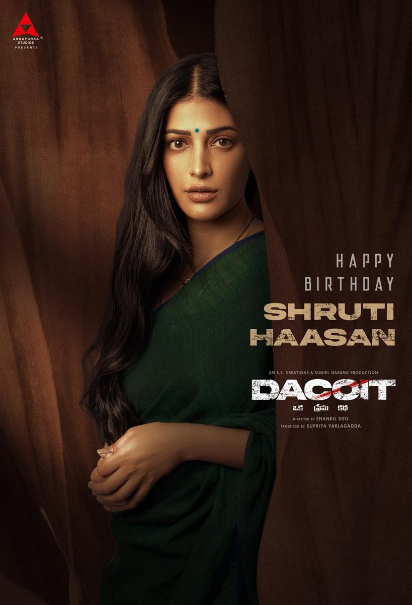 Shreyas Media (@shreyasgroup) on Twitter photo Team #DACOIT wishes a very Happy Birthday to the stellar performer and talented <a href="/shrutihaasan/">shruti haasan</a> ❤️🔥
She is all set to stun everyone with her fiery role in the film ❤🔥🔥
<a href="/AdiviSesh/">Adivi Sesh</a> <a href="/Deonidas/">Shaneil Deo</a> @Bheemsceciroleo <a href="/danushbhaskar/">Danush Bhaskar</a> <a href="/abburiravi/">abburi ravi</a> <a href="/srinagendrapd/">srinagendra tangala</a> <a href="/KalyanKodati/">Kodati Pavan Kalyan</a> Team #DACOIT wishes a very Happy Birthday to the stellar performer and talented <a href="/shrutihaasan/">shruti haasan</a> ❤️🔥
She is all set to stun everyone with her fiery role in the film ❤🔥🔥
<a href="/AdiviSesh/">Adivi Sesh</a> <a href="/Deonidas/">Shaneil Deo</a> @Bheemsceciroleo <a href="/danushbhaskar/">Danush Bhaskar</a> <a href="/abburiravi/">abburi ravi</a> <a href="/srinagendrapd/">srinagendra tangala</a> <a href="/KalyanKodati/">Kodati Pavan Kalyan</a>