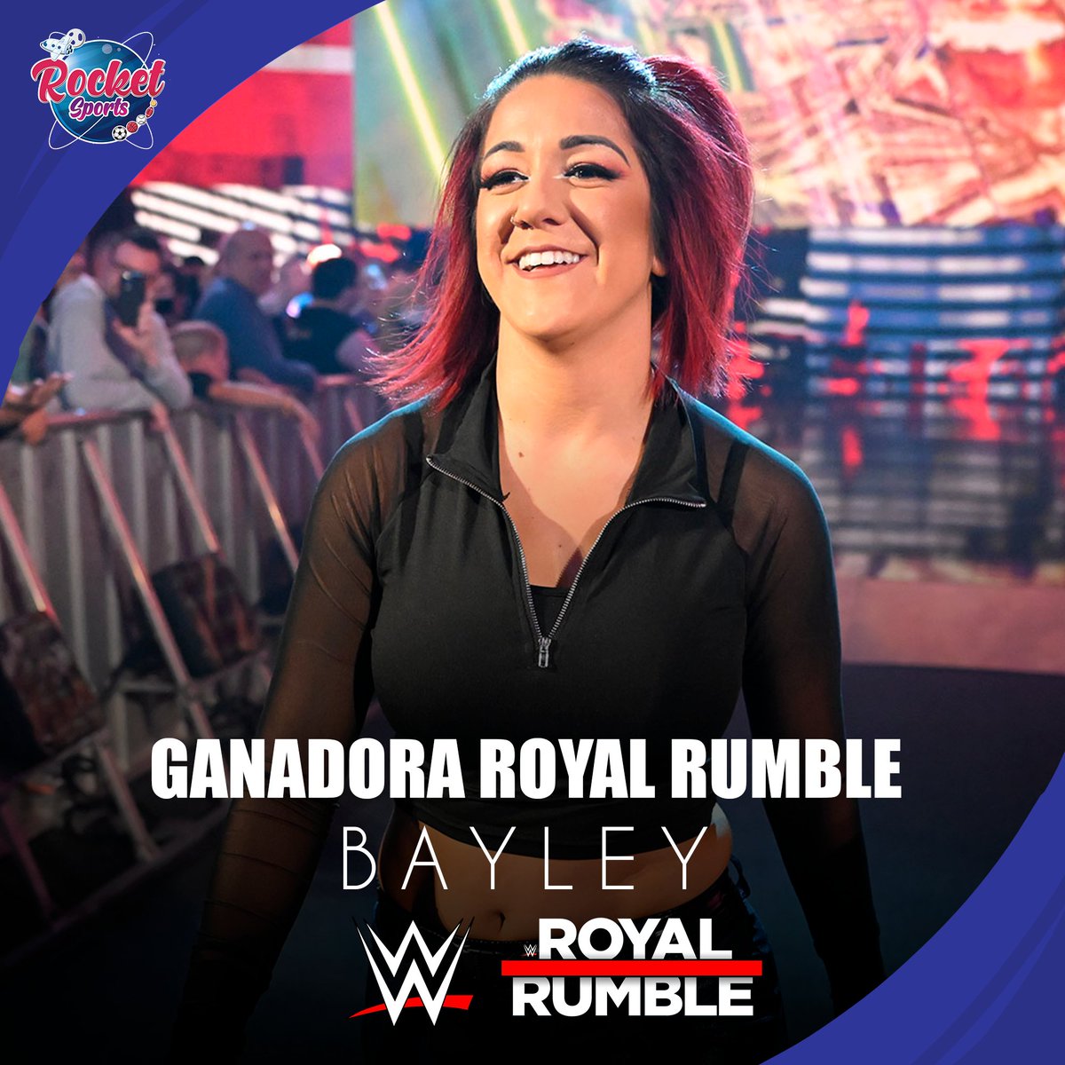 RocketSportsJC's tweet photo. ¡A terminal la historia! @itsBayleyWWE gana la batalla real por primera vez en su carrera y @CodyRhodes se convierte el el primer luchador en ganar en años consecutivos desde Steve Austin en 1998

#WWE #RoyalRumble #Wrestling #LuchaLibre https://t.co/L8eyQbYTnz