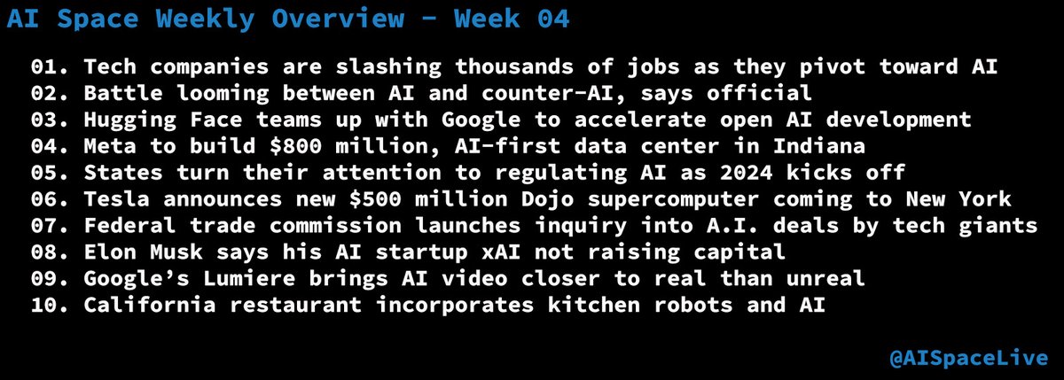OvervApp's tweet photo. The weekly AI overview is here to keep you informed on the top stories and latest news in AI.
#AI #News #Overview #Week04 #AISpace
(1/11)