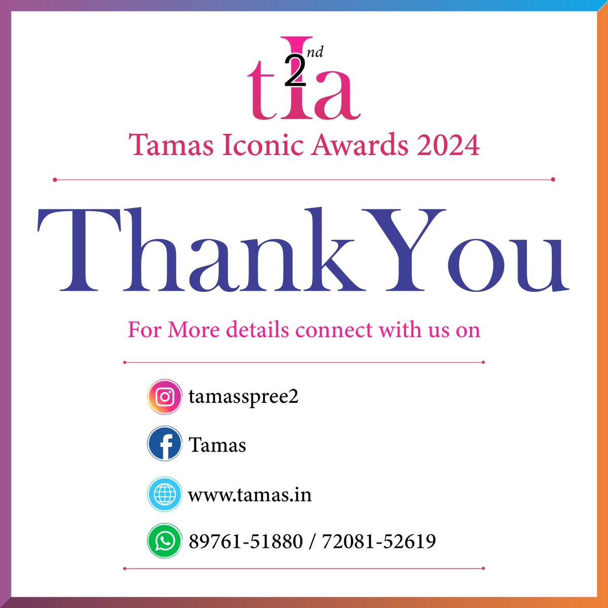 TamasApp's tweet photo. Nomination open Now
Nominate your brand for a chance to receive an award trophy presented by Bollywood star Bhoomika Chawla. 🏆 
Contact for details and make your mark on March 17, 2024.  #tia2024 #Nomination #Awards #sponsored #Tamas #raazrajpootgangaura #bhumikachawla #terename https://t.co/zBpjE2eryk