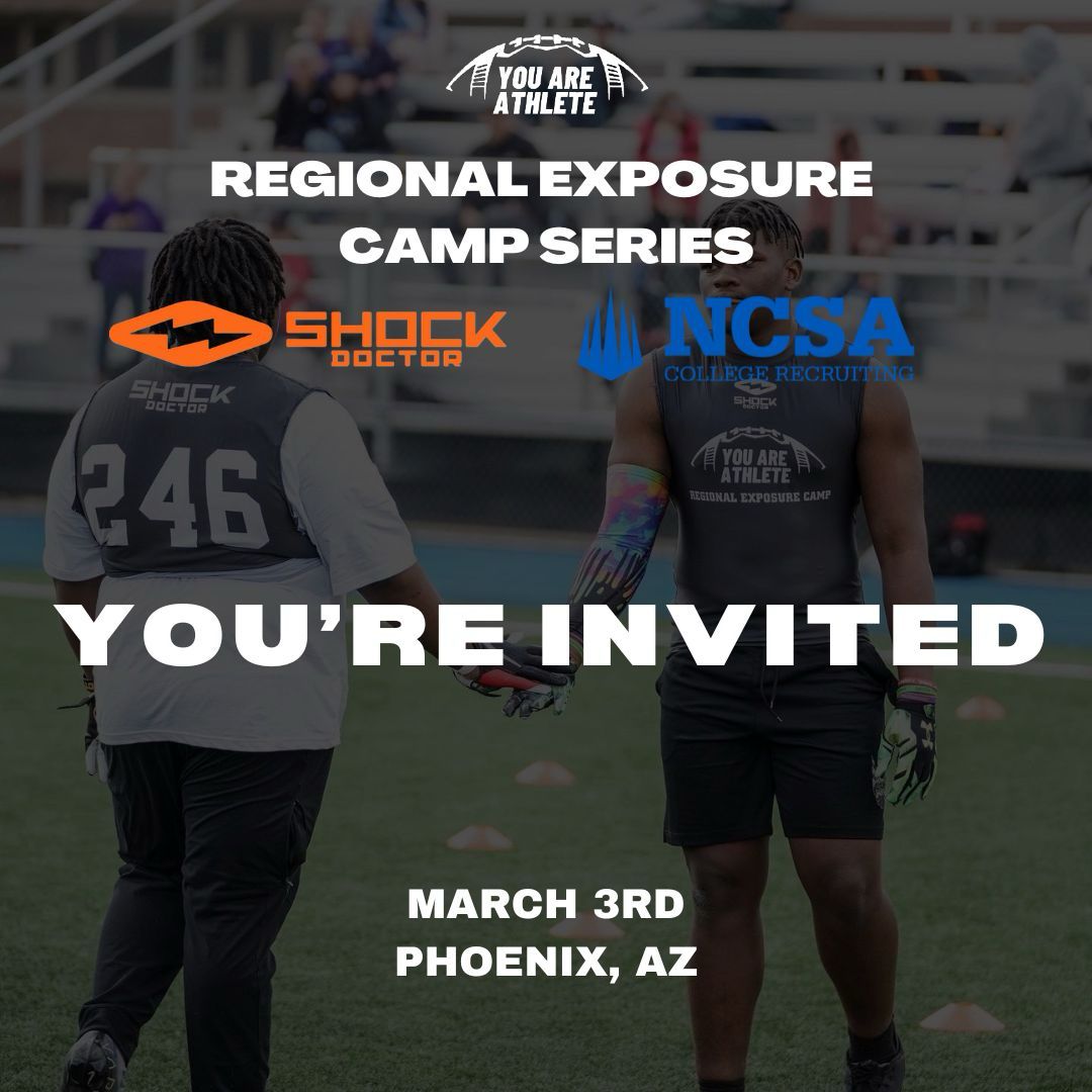 Thank you for the invite, <a href="/youareathlete/">You Are Athlete</a> regional exposure camp series.

<a href="/ShockDoctor/">Shock Doctor</a> 
<a href="/DBCoachGaddis/">Cam Gaddis</a> 
<a href="/MaranaFB/">Marana Tiger Football</a> 
<a href="/CoachSteward__/">Phillip Steward</a>
<a href="/SOAZFootball/">Southern Arizona Football</a> 
<a href="/Coach_KC84/">Kevin Cummings</a>