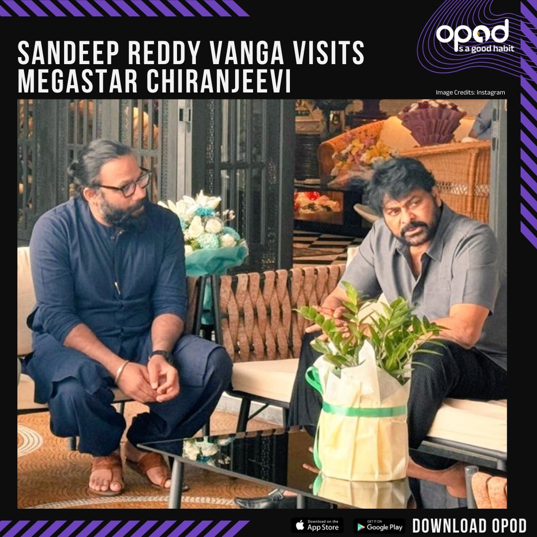 AudioOpod's tweet photo. Acclaimed filmmaker #SandeepReddyVanga, along with Srikanth Odela, paid a visit to megastar #Chiranjeevi's home to extend heartfelt congratulations on receiving the prestigious Padma Vibhushan award.

Image credits: Instagram

#opodsunakya #opodisagoodhabit https://t.co/TEP1WnnGyD