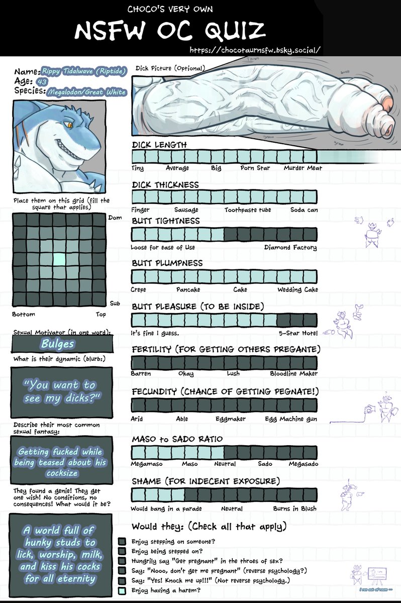 So, <a href="/ArtByPrismatic/">@prismaticvortex.bsky.social</a> forced me to fill out this "Meme Template" and so I did. 🫣😳I'm not sure why I need to take a picture of my cocks as well, but I guess ill do it?😅☺️😊 Anything for the fans!🦈🍆😂😤🫢