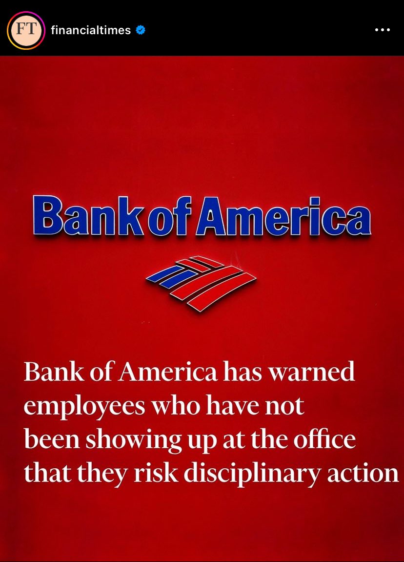 CanindeAlves's tweet photo. A decisão do Bank of America de impor ações disciplinares em caso de não comparecimento a sede. Seria este um passo atrás na flexibilidade do trabalho ou uma medida necessária para manter a integridade operacional e a cultura empresarial? https://t.co/hauDUZ4nCw