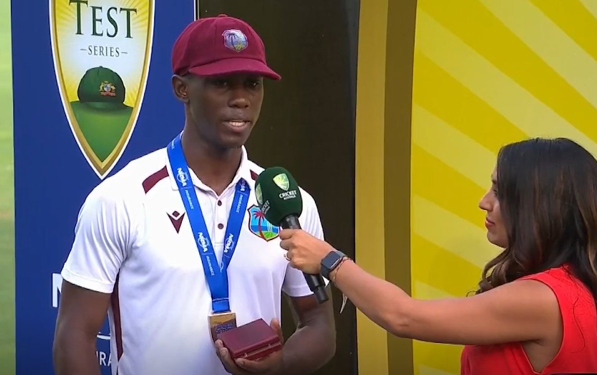 _FaridKhan's tweet photo. "I was in my bed and injured at 11:00AM today and the team bus had to leave at 12:15PM. I didn't know if I could bowl today, but I wanted to do it for my country and my people in the Caribbean" - Shamar Joseph ❤️❤️❤️ #AUSvsWI https://t.co/JOBlyS1Kz8