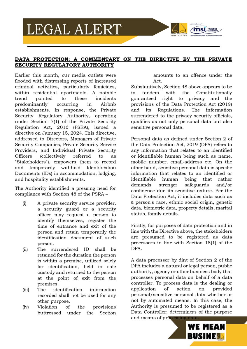 SimbaAdvocates's tweet image. #Letsdiscussit in celebration of the International Data Privacy Day  join us as we explore the implications of the Directive by the PSRA on 15th January 2024 from a Data Protection/Privacy lens.

#TakeControlofyourPrivacy

#WeMeanBusiness