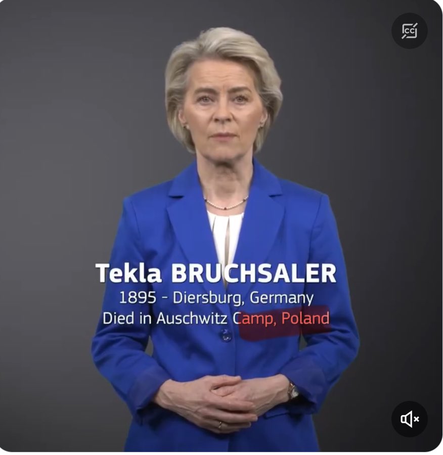 SlawomirDebski's tweet photo. At least on the #HolocaustMemorialDay, @EU_Commission should refrain from manipulating facts. I do not believe that any of the authors of this film are unaware that the KL Auschwitz was a German concentration camp established on territories that the Germans annexed to their country after unprovoked aggression on Poland in 1939. Please correct. 

#HolocaustRemembranceDay