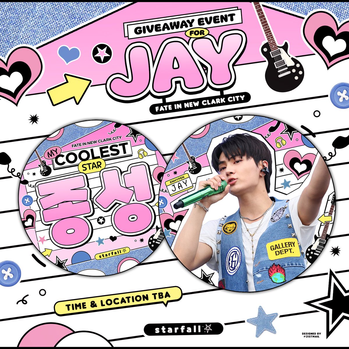 Giveaway Event for JAY  ٠ ࣪⭑
FATE in NEW CLARK CITY

❤︎ february 3, 2024
❤︎ rt + ticket holders only
❤︎ exact time &amp; location tba

#FATE_IN_NEWCLARKCITY 
#제이 #JAY #ジェイ #엔하이픈 #ENHYPEN