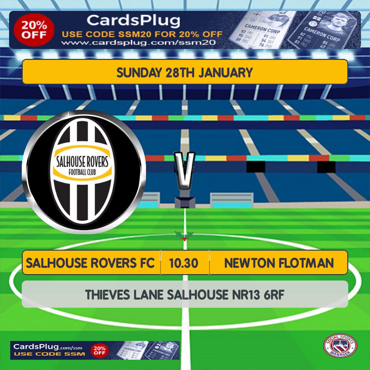 🤍🖤 Match Day🤍🖤

🆚 Newton Flotman FC
⌚️ 10.30 kick off
📍 Thieves Lane, Salhouse, NR13 6RF

We welcome Newton Flotman  to the lane as we look to continue our unbeaten start of the year! Perfect playing conditions at the lane! 

Club Sponsors <a href="/MatchFit_agency/">MatchFit</a> &amp; AbleRoofing