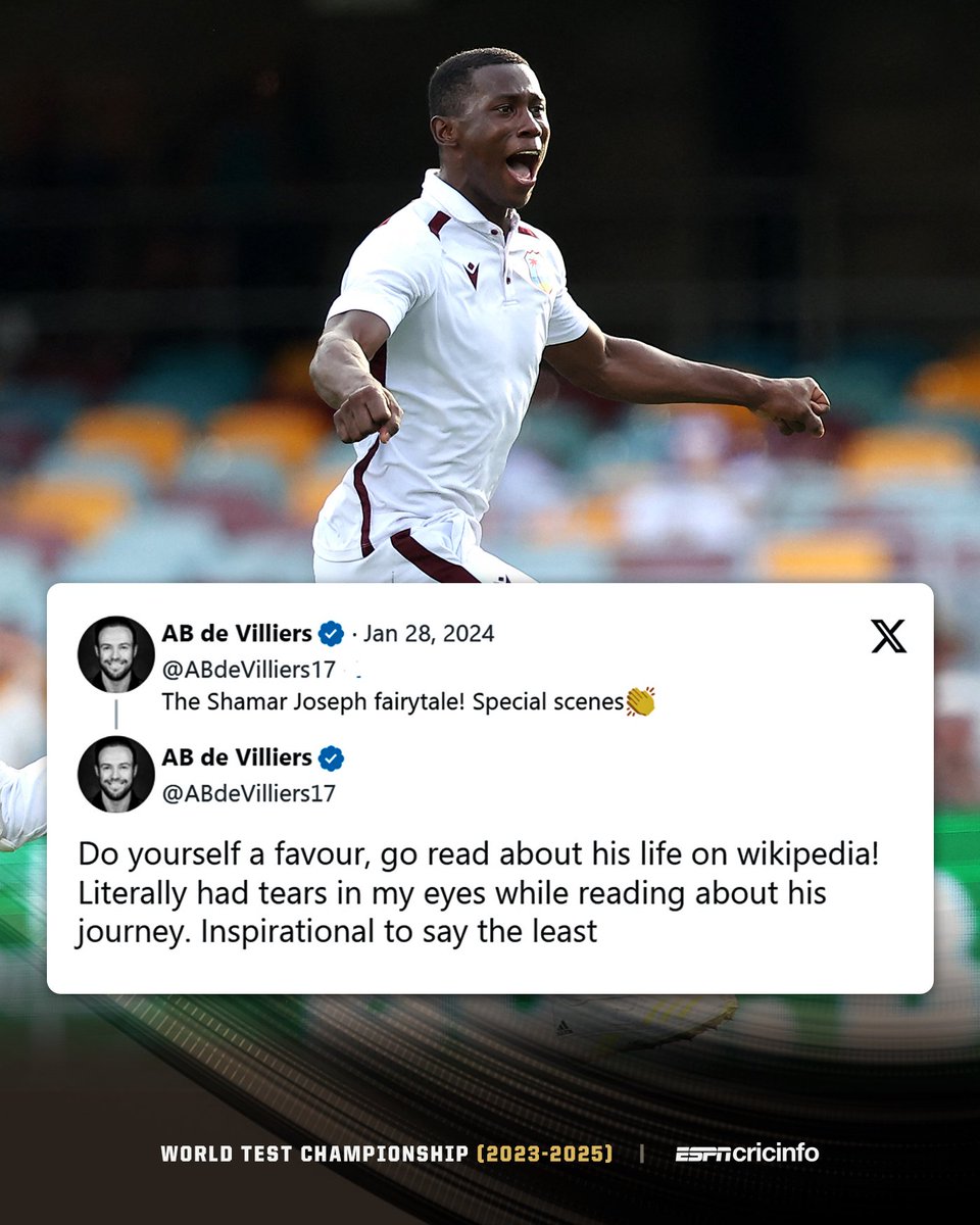 cricinfo's tweet photo. Worked as a security guard, comes a from a place in Guyana which didn't have internet till 2018 

Shamar Joseph - A blessing from Baracara 

#AUSvWI https://t.co/Bjnbwgi5SY