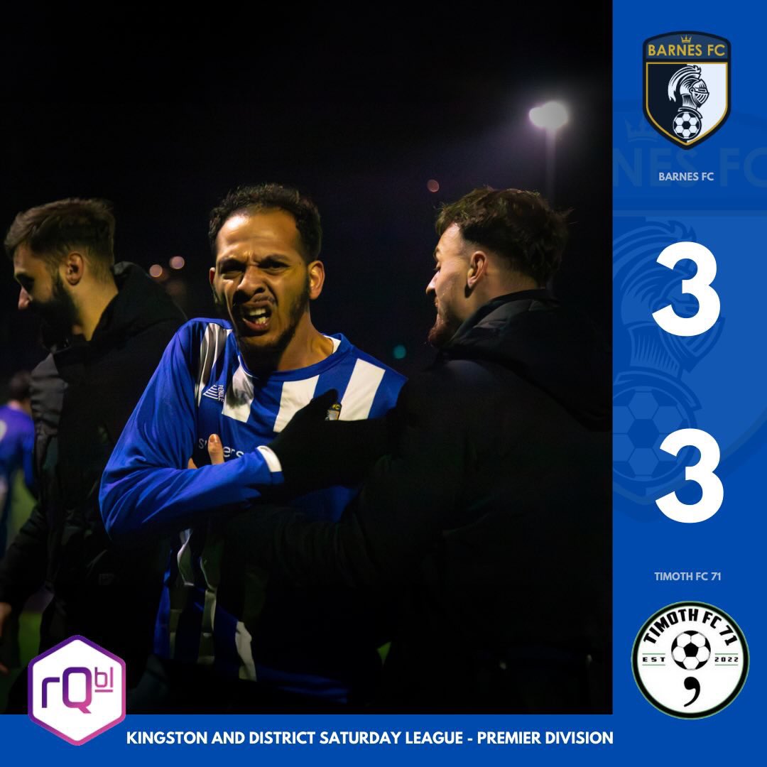 2 goals ⚽️⚽️ and 95th min Eqauliser <a href="/BarnesFootball/">Barnes Football Club</a> . Thought we done enough to win the game last night but certainly moving in the right direction. ❤️❤️⚽️⚽️😬😬