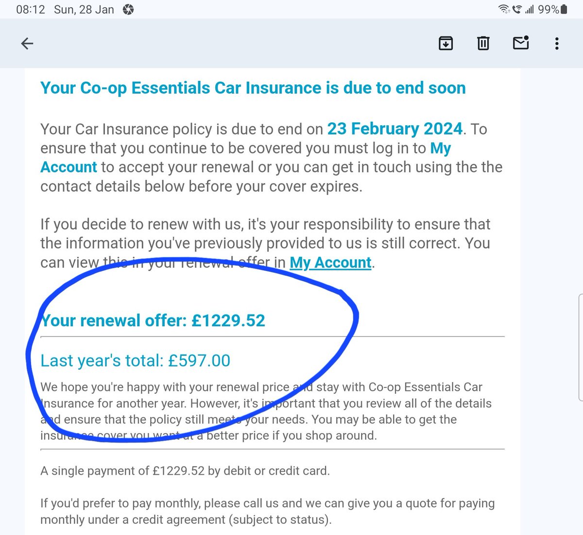 Ken50143692's tweet photo. @MartinSLewis @MoneySavingExp @itvMLshow So what happened to the 'Expect up to 61% increase in car insurance? No changes in circumstances! Better get shopping around! https://t.co/uF1YOEmBCb