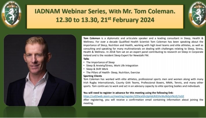 We are delighted to announce the next instalment of the IADNAM Webinar Series with Mr Tom Coleman, 21st February. All are welcome. To register for free, use the following link: us02web.zoom.us/meeting/regist…