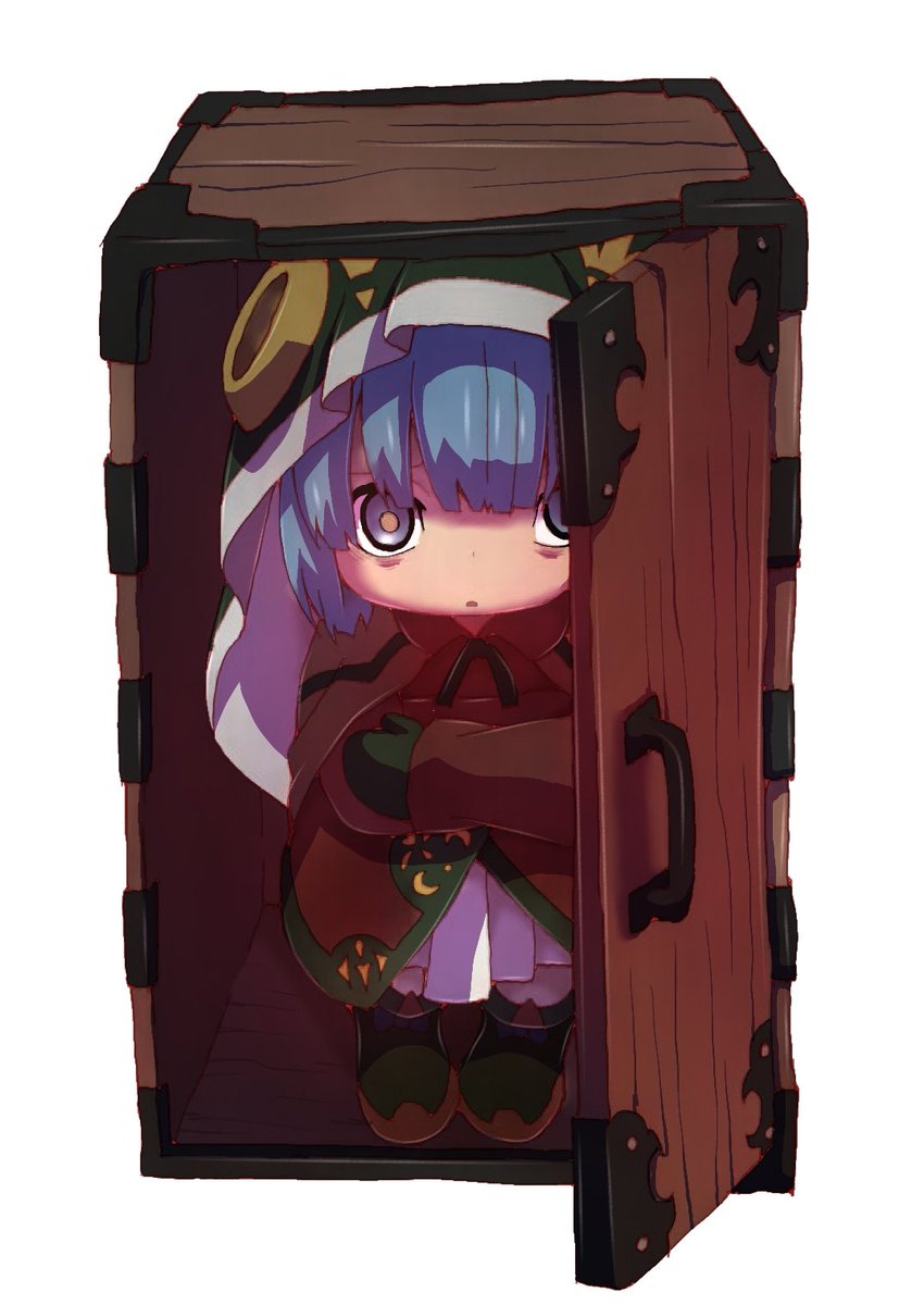 1girl solo blue hair hood looking at viewer chibi blue eyes  illustration images